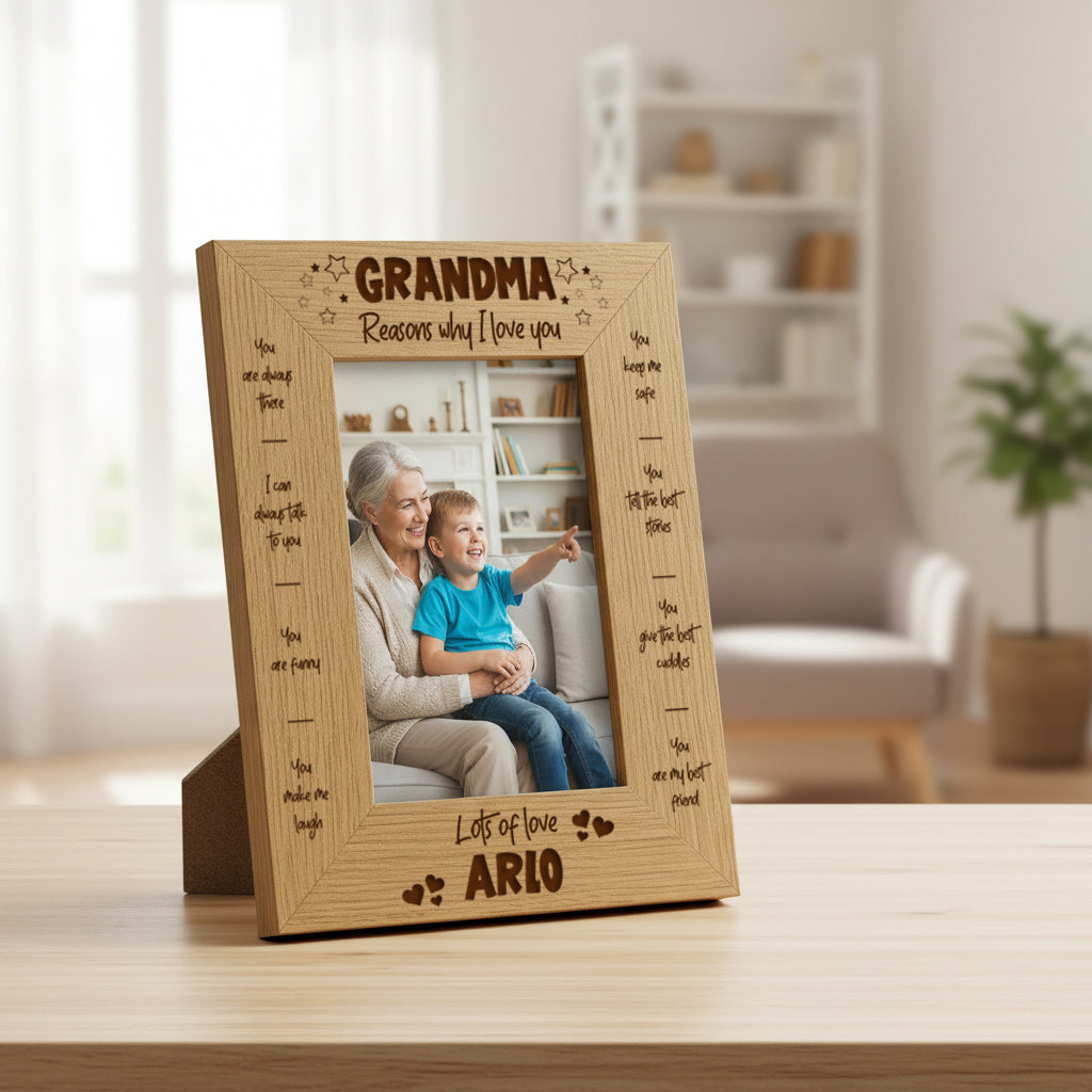 Personalised Grandma Engraved Wooden Photo Frame Gift The Reasons I Love You Grandma Photo Frame ukgiftstoreonline