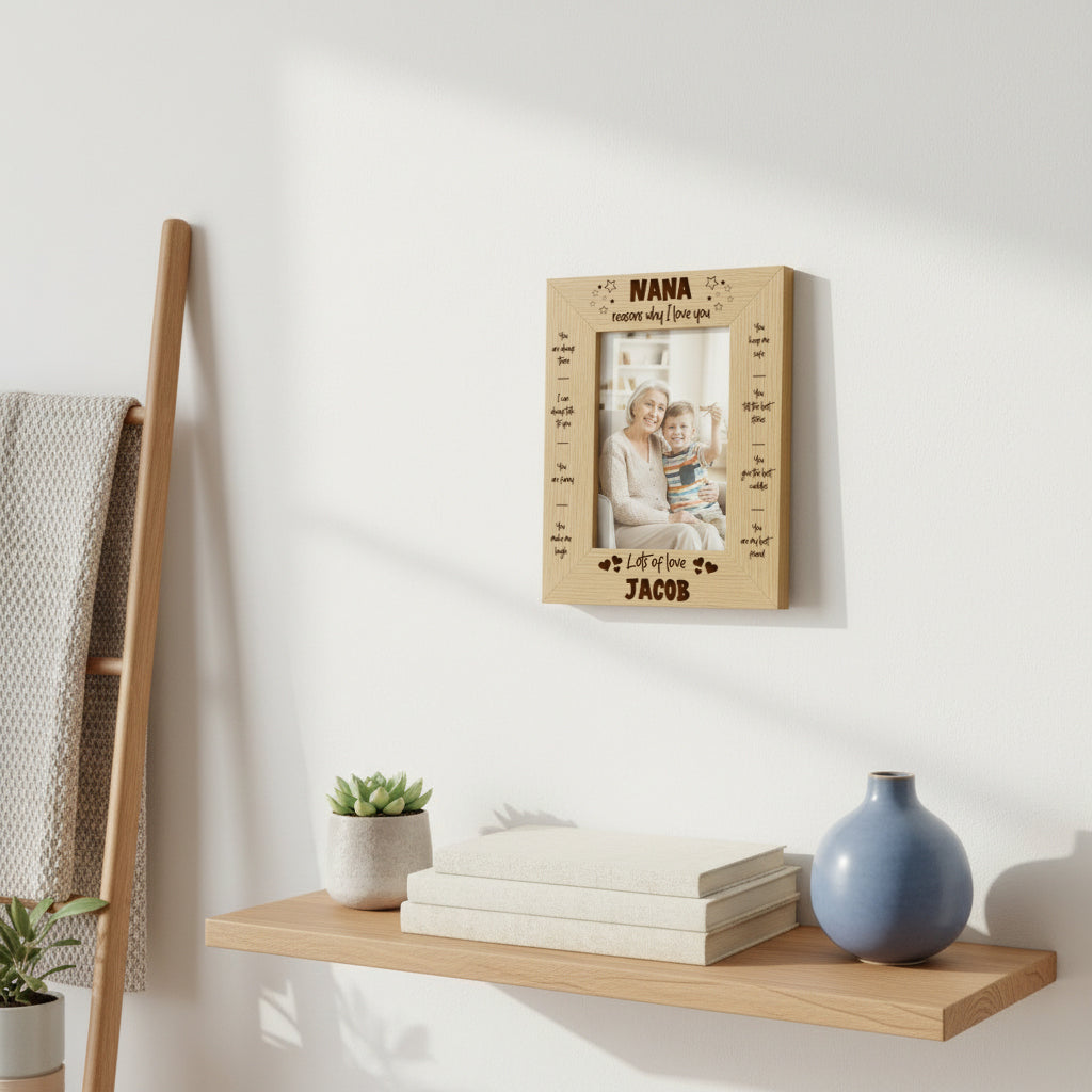 Personalised Nana Photo Engraved Wooden Frame Gift The Reasons I Love You Nana Photo Frame ukgiftstoreonline