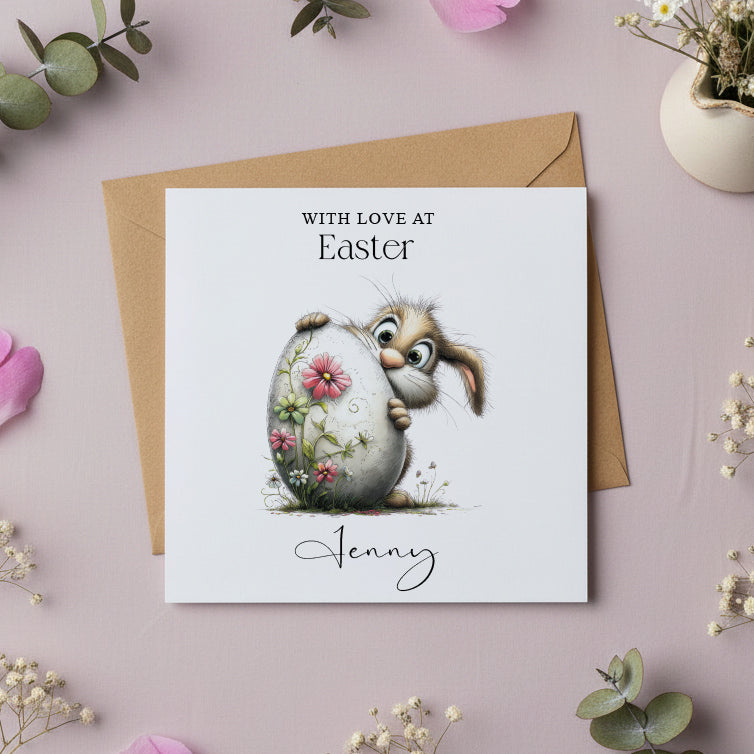 Personalised Rabbit Easter Card For Daughter Niece Sister or Granddaughter Personalised Cards ukgiftstoreonline