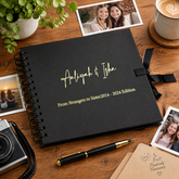 Personalised Any Name and Text Black Scrapbook Photo album Gold Print Scrapbook ukgiftstoreonline