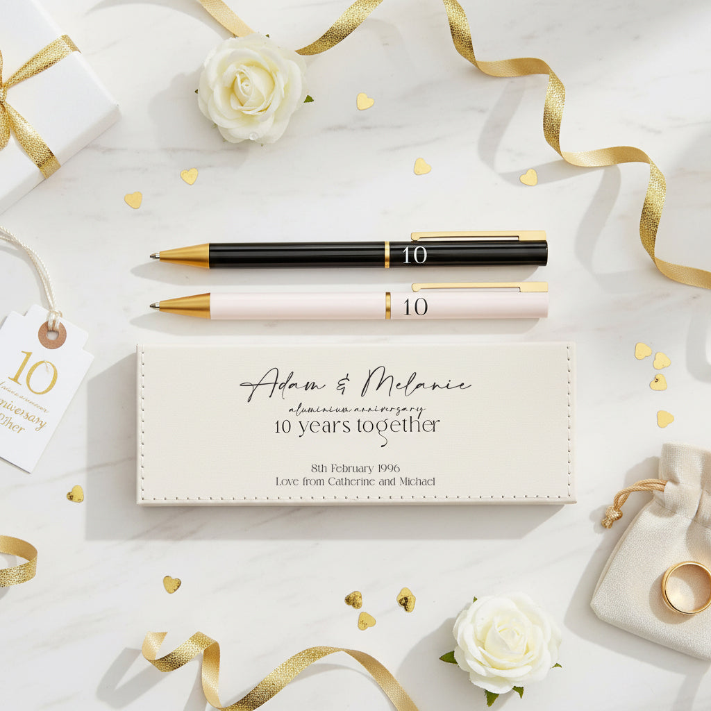 10th Anniversary Pen Set Personalised and Gift Boxed Anniversary Gifts ukgiftstoreonline