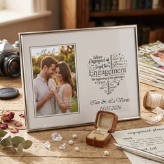 Engagement Photo Frame - Silver Heart Personalised 4x6 Keepsake Gift Boxed Anniversary Photo Frame ukgiftstoreonline