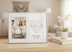 Personalised Baptism Day Silver Heart Photo Frame Gift Boxed ukgiftstoreonline