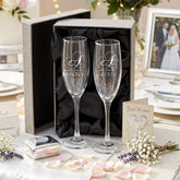 Personalised Wedding Champagne Engraved Flutes – Custom Initial Glasses With Luxury Gift Box Personalised Champagne Glasses ukgiftstoreonline