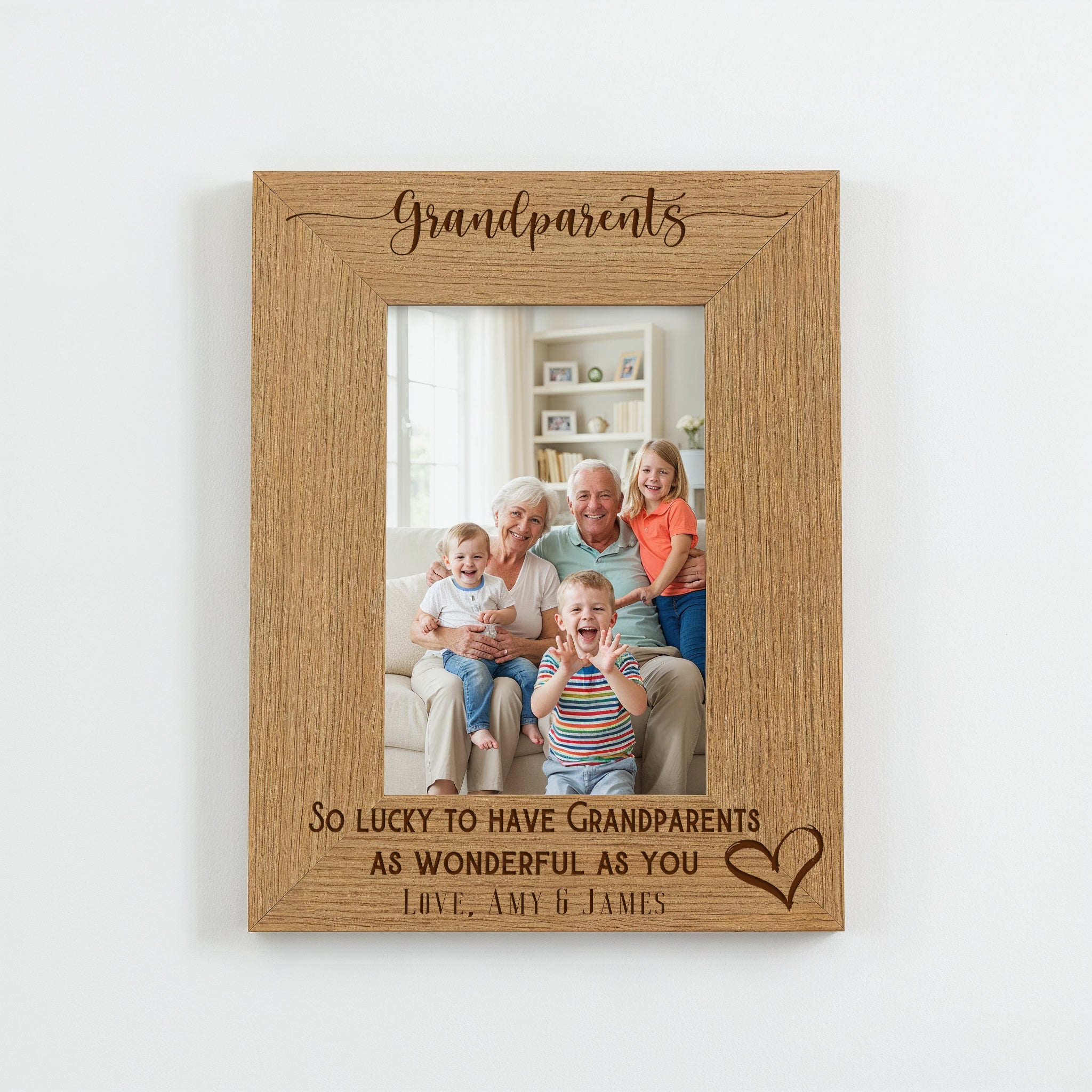 Personalised Grandparents Love Heart Engraved Portrait Photo Frame Gift personalised photo frames ukgiftstoreonline