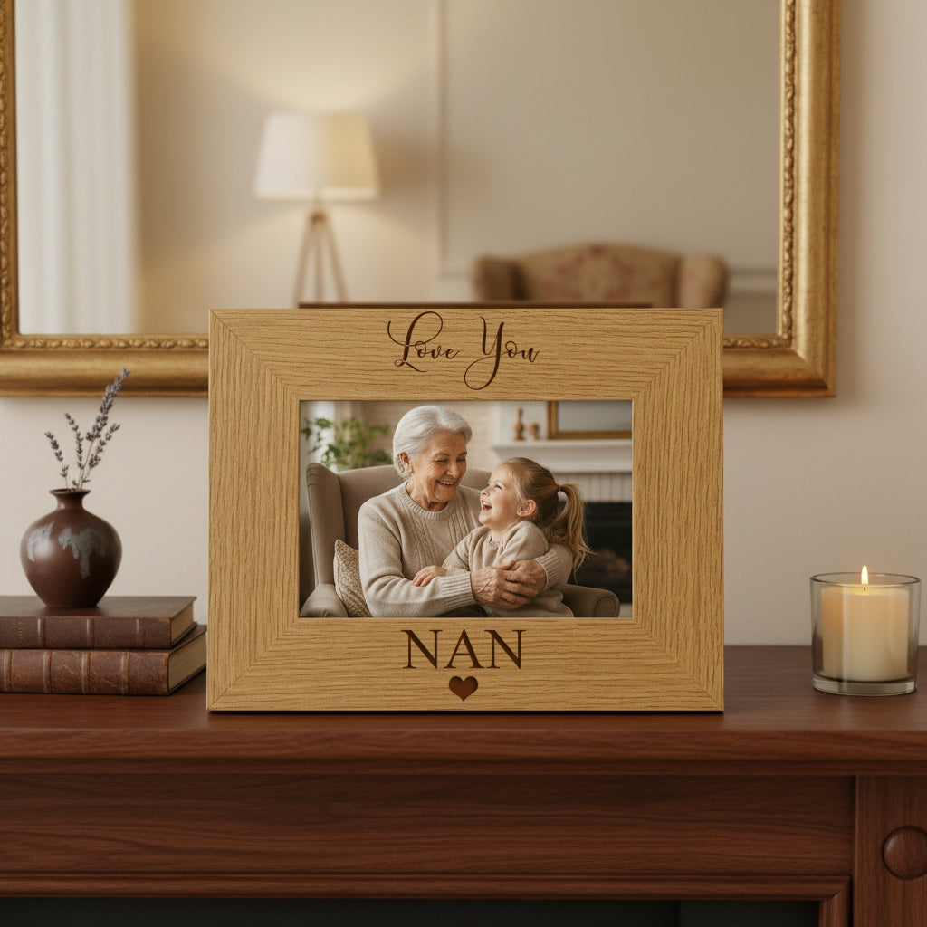 Love You Nan Engraved Wooden Engraved Photo Frame Nan Photo Frame ukgiftstoreonline