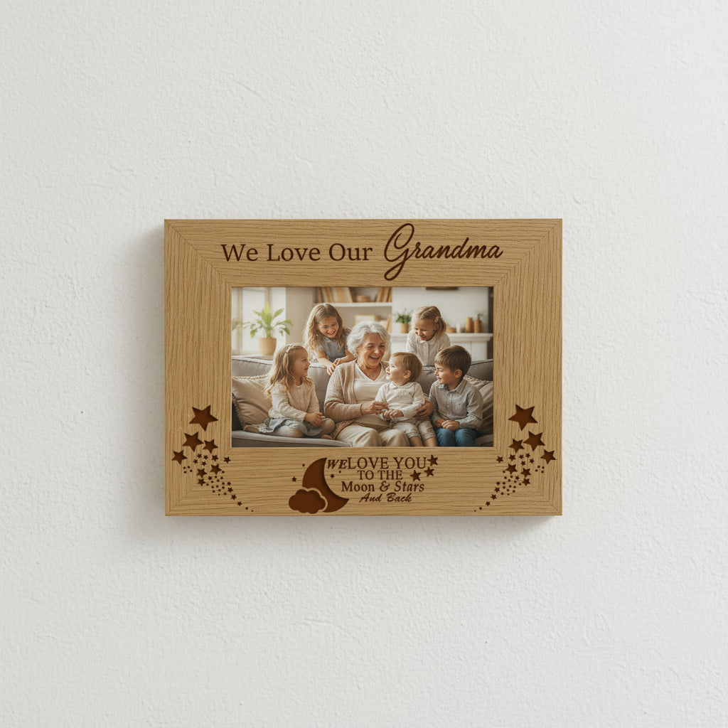 We Love Our Grandma To The Moon and Back Wooden Photo Frame Gift Grandma Photo Frame ukgiftstoreonline