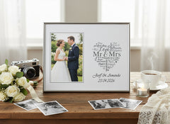 Personalised Mr and Mrs Wedding Silver Heart Photo Frame Gift Boxed Anniversary Photo Frame ukgiftstoreonline