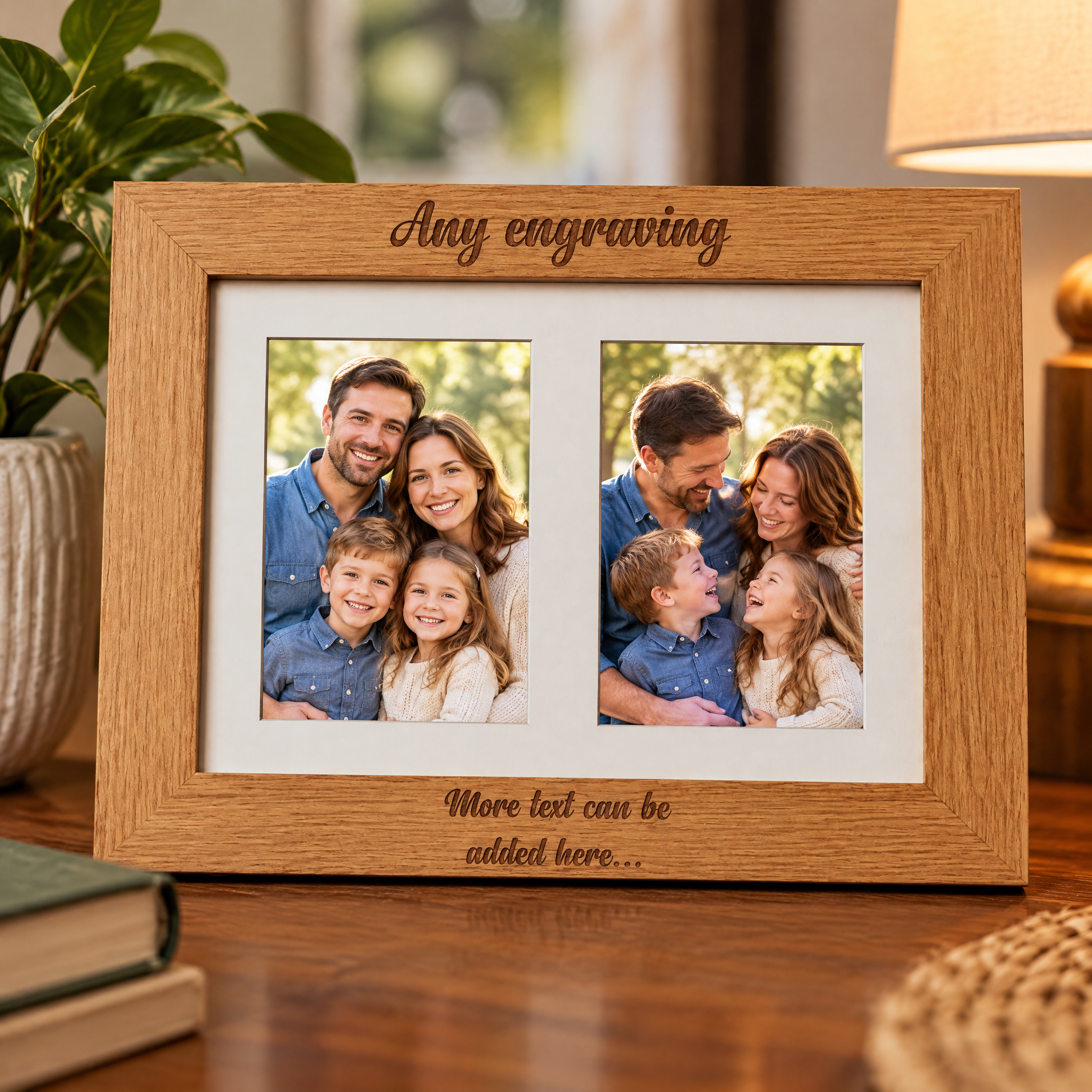 Personalised Wooden Double Photo Frame Engraved Any Message Photo Frame ukgiftstoreonline