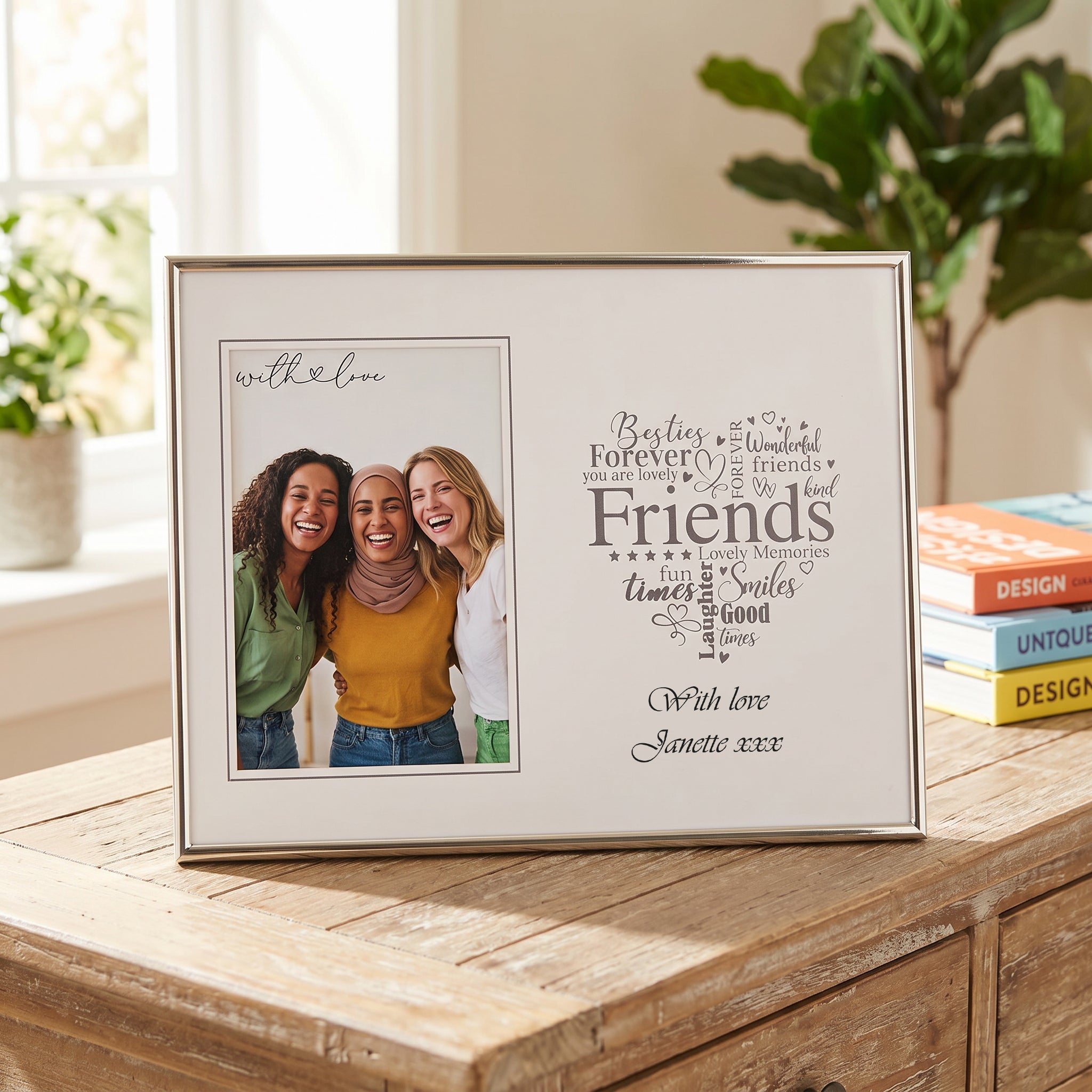 Friends Photo Frame - Silver Heart Personalised 4x6 Keepsake Gift Boxed Friends Photo Frame ukgiftstoreonline