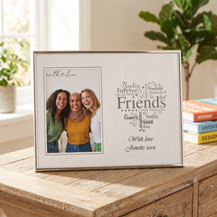 Friends Photo Frame - Silver Heart Personalised 4x6 Keepsake Gift Boxed Friends Photo Frame ukgiftstoreonline