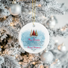 Personalised Thank You Christmas Bauble Ornament Keepsake Gift for Teacher Personalised Heart Gifts ukgiftstoreonline