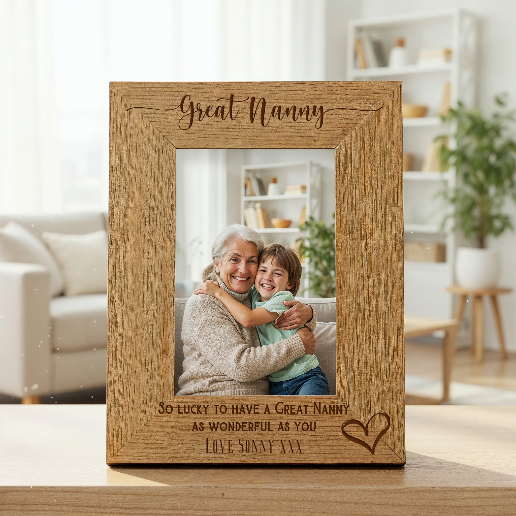 Personalised Great Nanny Love Heart Engraved Photo Frame Gift personalised photo frames ukgiftstoreonline