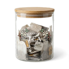 Personalised Tea Storage Jar with Flowers and Any name Gift For Any Occasion