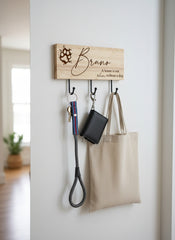 Personalised Engraved Wooden Dog Lead Hook ukgiftstoreonline