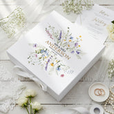 Personalised Wedding Keepsake Box – Elegant Floral Design With Wildflower Prints ukgiftstoreonline Ribbon Box Medium