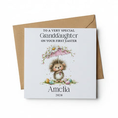 Personalised Granddaughter's 1st Easter Card Luxury Linen and Natural Envelope Personalised Cards ukgiftstoreonline