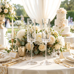 Personalised Champagne Flutes – Tall Wedding Champagne Glasses | Elegant Engraved Toast Set Champagne Glasses ukgiftstoreonline