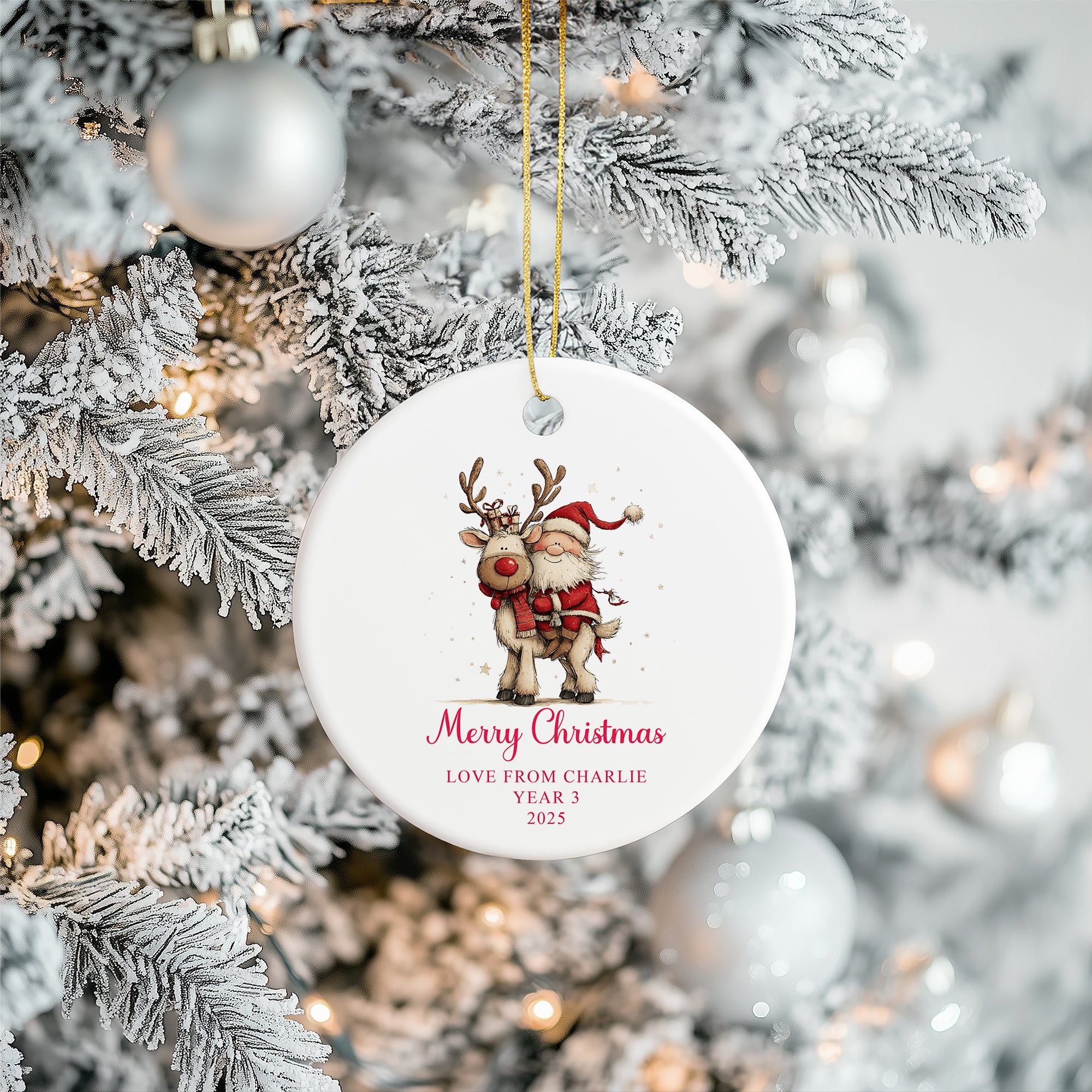 Personalised Thank You Teacher Ceramic Christmas Bauble Ornament Keepsake Gift Personalised Heart Gifts ukgiftstoreonline