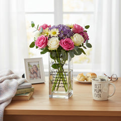 Personalised Square Mummy Glass Flower Vase Gift Present Personalised Flower Vase ukgiftstoreonline