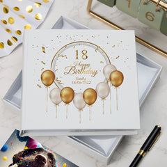 Personalised 18th Birthday Photo Album Gift With Gold Balloons Birthday Photo Album ukgiftstoreonline