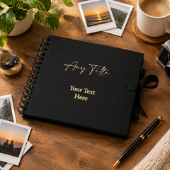 Personalised Any Name and Text Black Scrapbook Photo album Gold Print Scrapbook ukgiftstoreonline