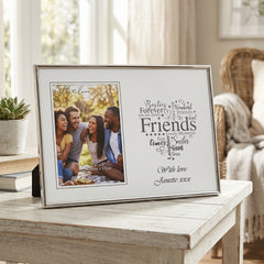 Friends Photo Frame - Silver Heart Personalised 4x6 Keepsake Gift Boxed Friends Photo Frame ukgiftstoreonline