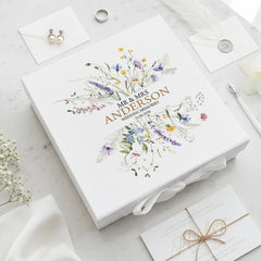 Personalised Wedding Keepsake Box – Elegant Floral Design With Wildflower Prints ukgiftstoreonline