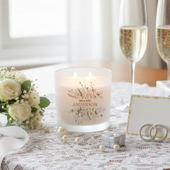 Personalised Wedding Candle – Large Floral Scented Candle Gift With Wildflower Design personalised Candle Lights ukgiftstoreonline
