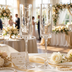 Personalised Champagne Flutes – Tall Wedding Champagne Glasses | Elegant Engraved Toast Set Champagne Glasses ukgiftstoreonline