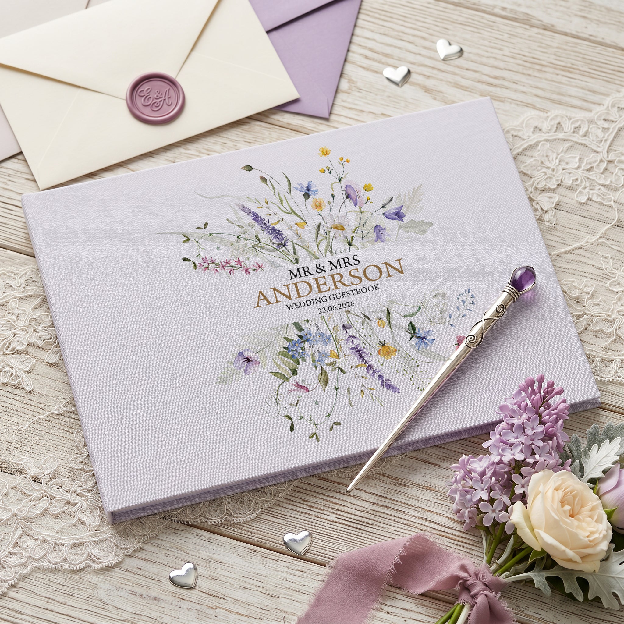Personalised Wedding Memory Book – Large A4 Guest Book for Weddings with Wildflower Design ukgiftstoreonline