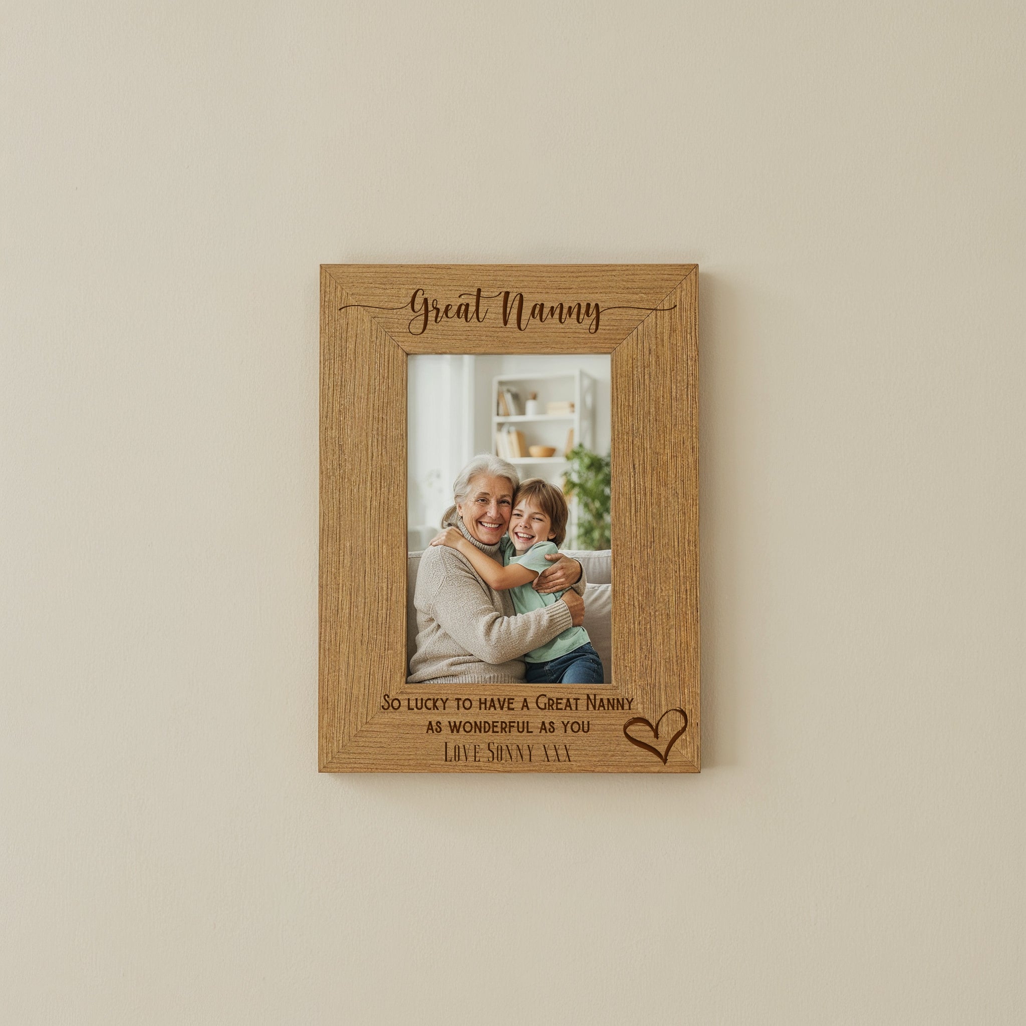Personalised Great Nanny Love Heart Engraved Photo Frame Gift personalised photo frames ukgiftstoreonline