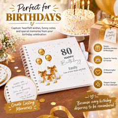 Personalised 80th Birthday Guest Book Scrapbook or Album Gold Presents Scrapbook ukgiftstoreonline