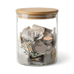 Personalised Tea Storage Jar with Tea Pot and Any name Gift For Any Occasion