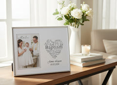 Personalised Baptism Day Silver Heart Photo Frame Gift Boxed ukgiftstoreonline