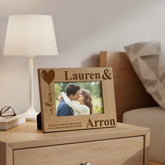 Personalised Couple Photo Frame - Custom Engraved Oak Wood Picture Frame Gift Anniversary Photo Frame ukgiftstoreonline
