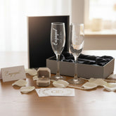 Personalised Engagement Champagne Glasses – Custom Engraved Flutes With Luxury Gift Box Personalised Champagne Glasses ukgiftstoreonline
