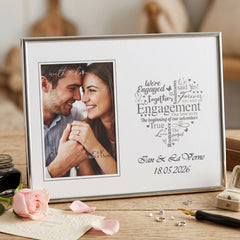 Engagement Photo Frame - Silver Heart Personalised 4x6 Keepsake Gift Boxed Anniversary Photo Frame ukgiftstoreonline