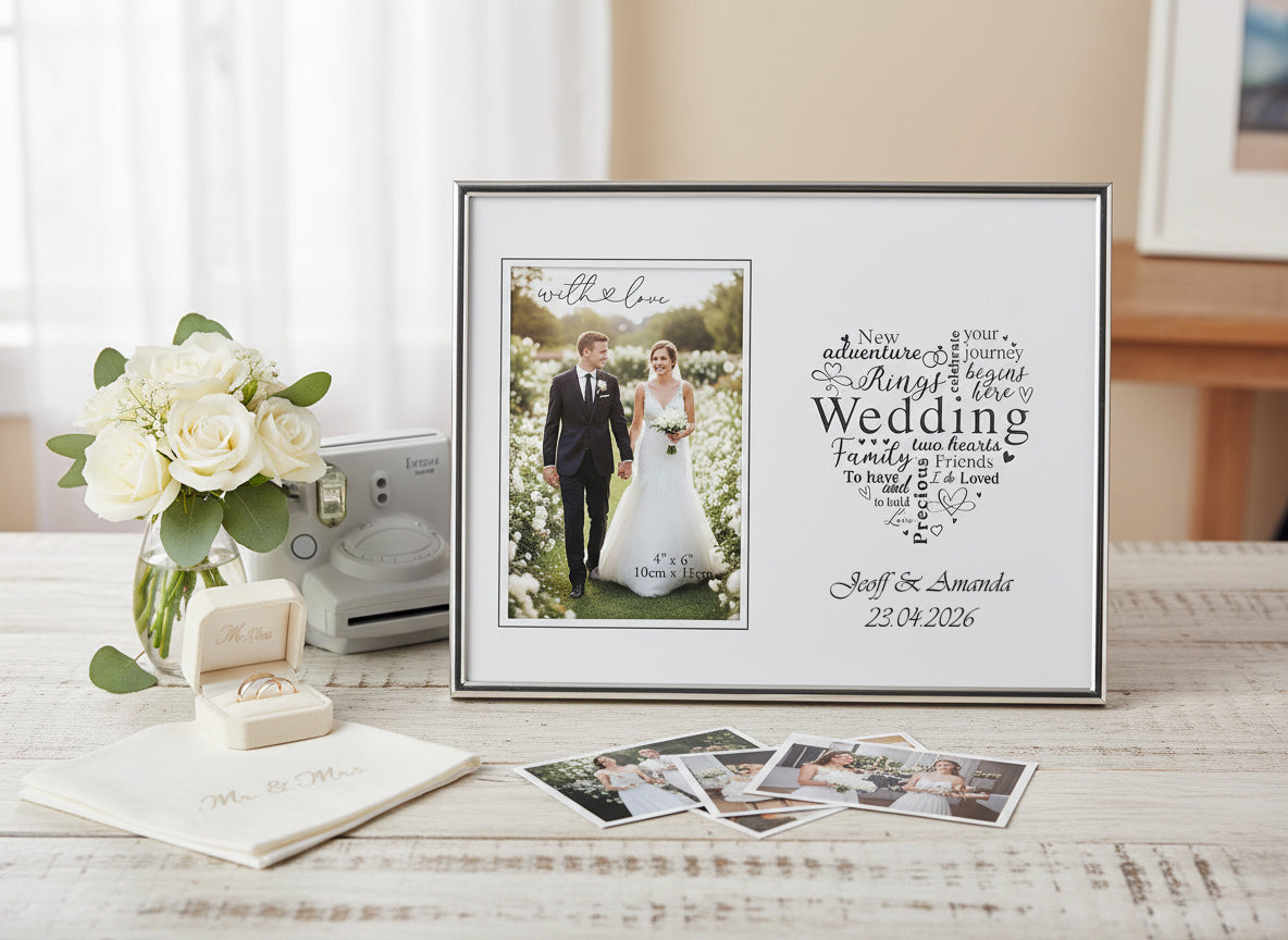 Personalised Wedding Day Silver Heart Photo Frame Gift Boxed Anniversary Photo Frame ukgiftstoreonline