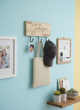 Personalised Engraved Wooden Family Name Key or Coat Hook ukgiftstoreonline