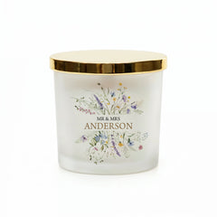 Personalised Wedding Candle – Large Floral Scented Candle Gift With Wildflower Design personalised Candle Lights ukgiftstoreonline