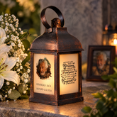 Personalised Memorial Photo Upload Lantern, Memorial Candle, Your Life Was A Blessing memorial lantern ukgiftstoreonline Bronze