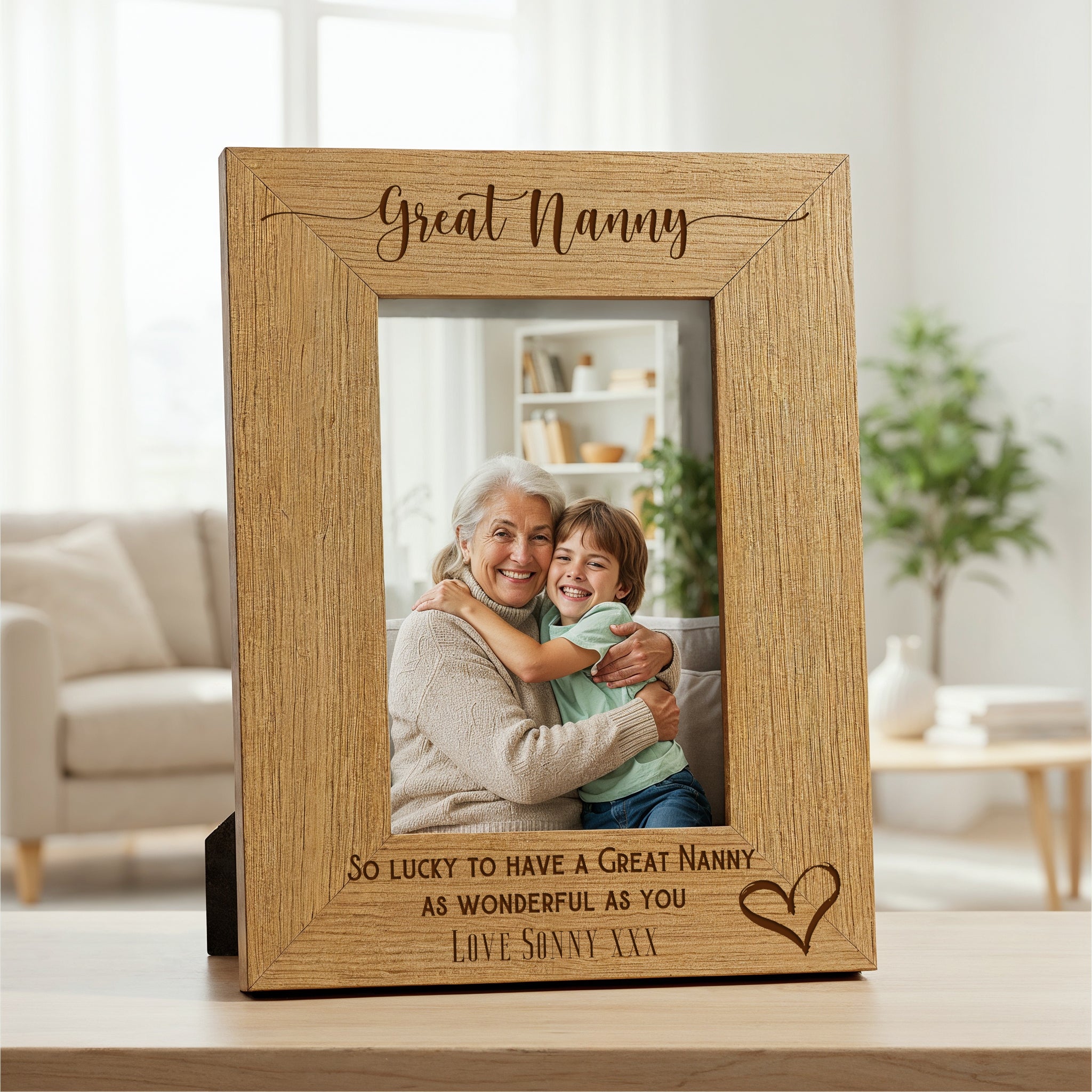 Personalised Great Nanny Love Heart Engraved Photo Frame Gift personalised photo frames ukgiftstoreonline
