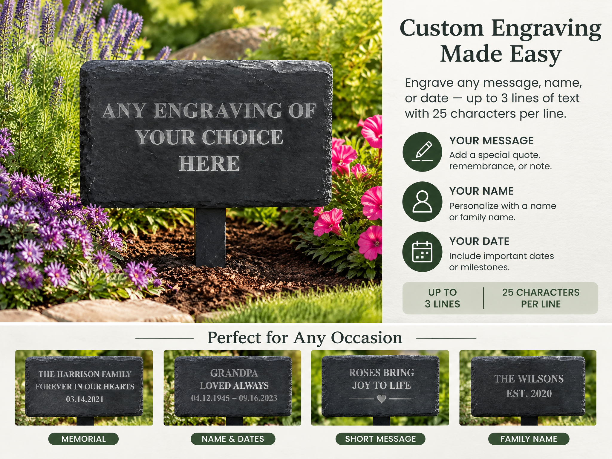 Personalised Slate Plant Marker Garden or Pot Plaque Any Engraving Personalised Garden Stone Slate ukgiftstoreonline
