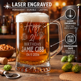 Personalised 21st Birthday Pint Beer Tankard Glass with Stars personalised beer glasses ukgiftstoreonline