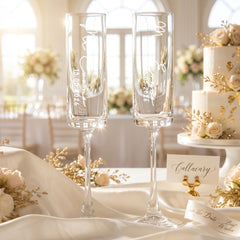Personalised Champagne Flutes – Tall Wedding Champagne Glasses | Elegant Engraved Toast Set Champagne Glasses ukgiftstoreonline