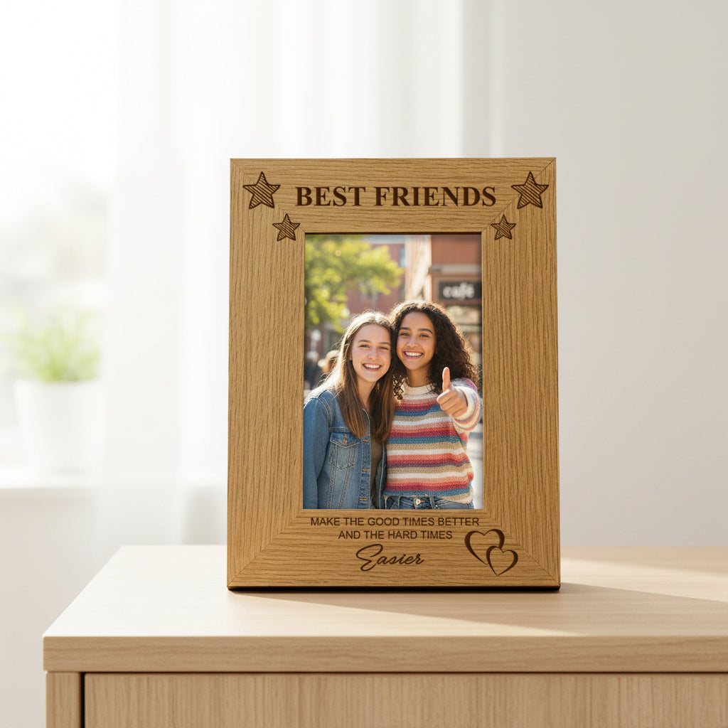 ukgiftstoreonline Best Friends Make Good Time Better Wooden Photo Frame Gift Friends Photo Frame ukgiftstoreonline