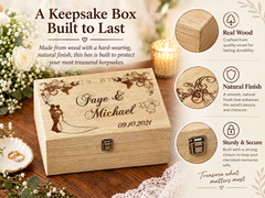 Personalised Large Wedding Floral Design Wooden Memories Keepsake Box Keepsake Memory Box Raised Words