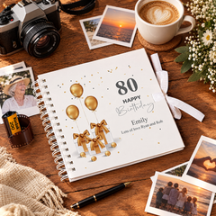 Personalised 80th Birthday Guest Book Scrapbook or Album Gold Presents Scrapbook ukgiftstoreonline