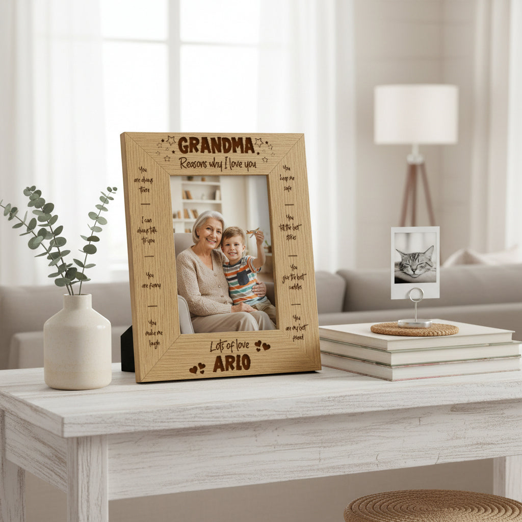 Personalised Grandma Engraved Wooden Photo Frame Gift The Reasons I Love You Grandma Photo Frame ukgiftstoreonline